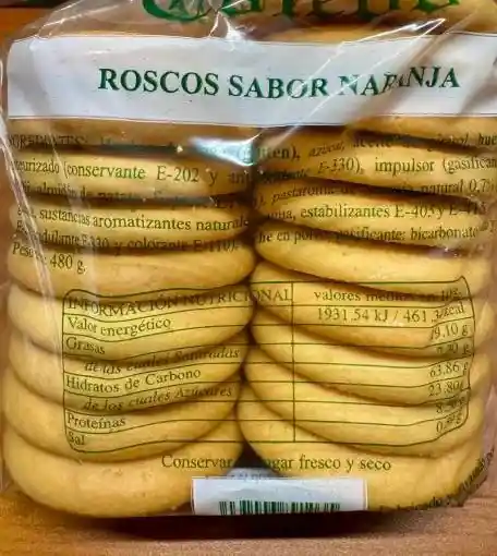 Bolsas de roscos sabor naranja
